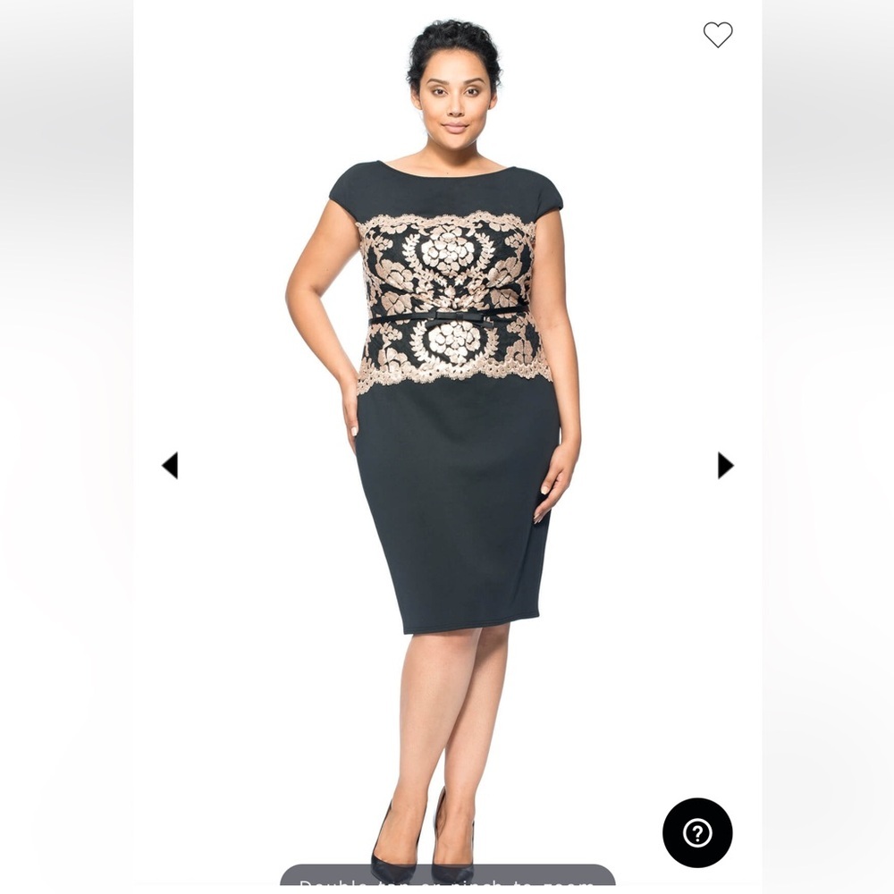 Tadashi Shoji Neoprene and Paillette Lace Dress Size 12